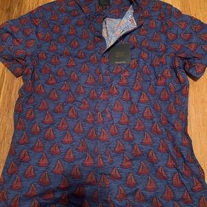 14th & Union Blue and Red Casual Button Down Shirt